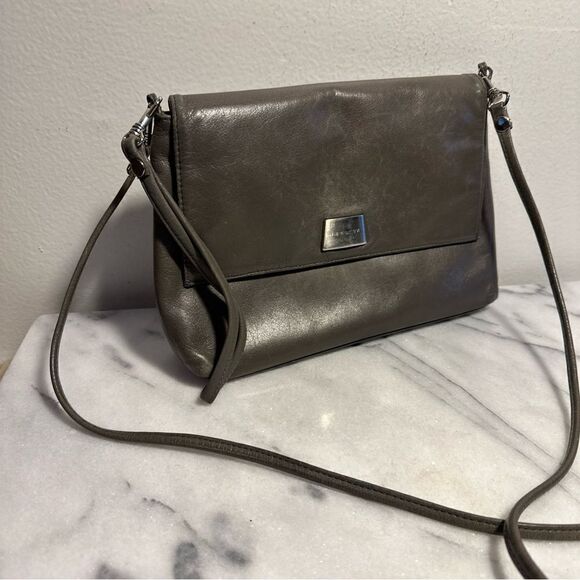 Perlina NY vintage crossbody gray buttery soft leather~ vintage - Picture 12 of 13